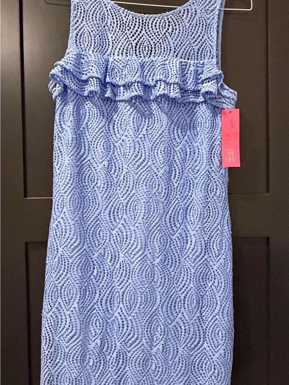 Lilly Pulitzer Light Blue Lace Dress with Ruffle Top